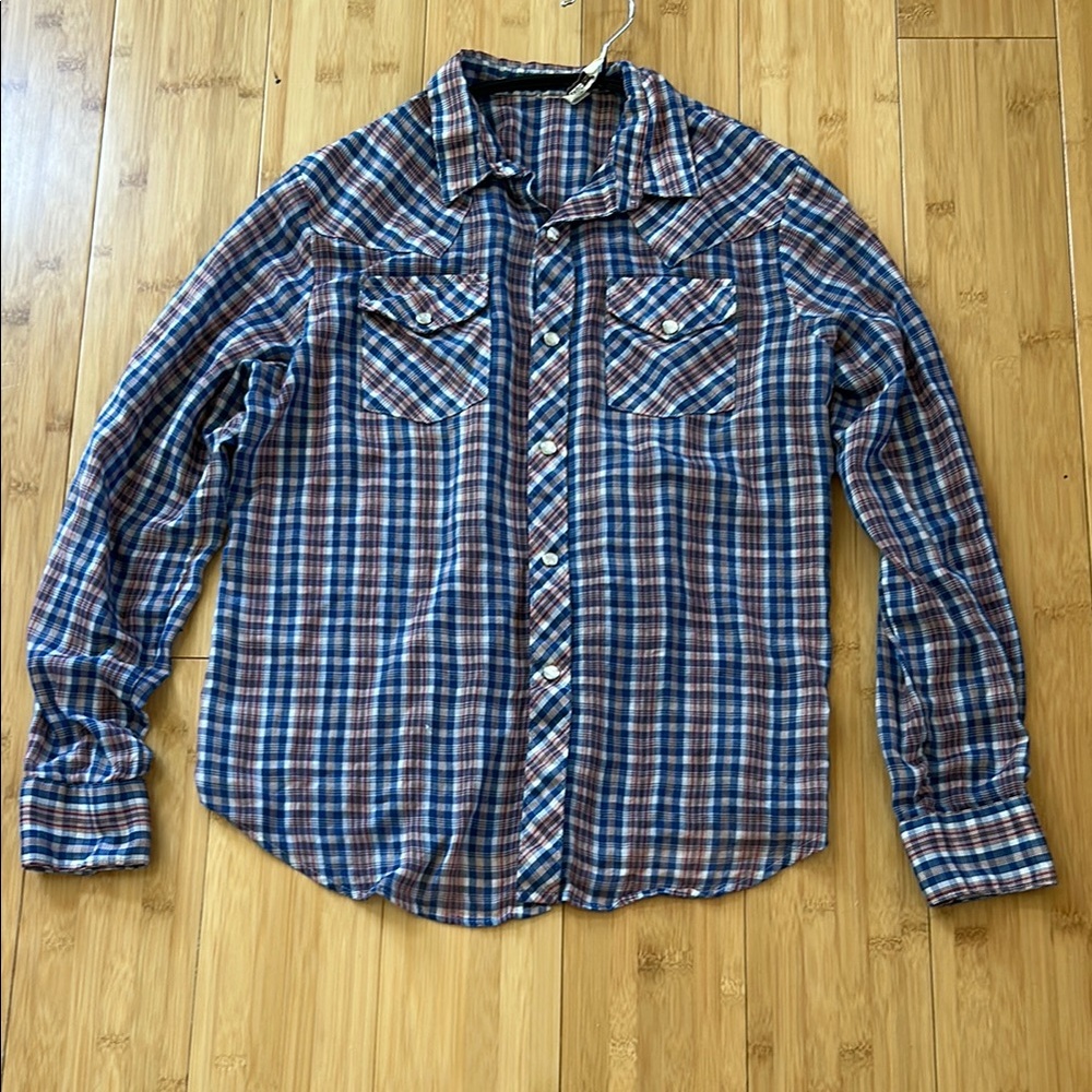 Vintage Sears 70s Plaid Western Button-Down Shirt Women’s Men’s